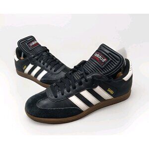 Adidas Shoes Mens Size 6.5 Samba Classic Black Leather Indoor Soccer Sneakers
